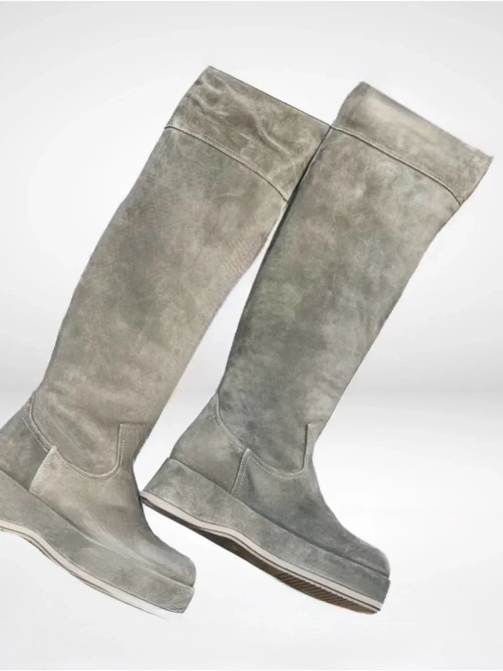 Paloma Barceló Roy Crosta Olive Suede Over-the-Knee Platform Boots